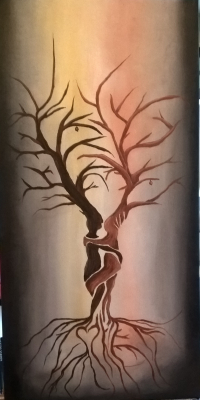 <h5>Titel: Kærlighedens træ.</h5><p>Malet på lærred 35x70
Malet til et bryllup.
</p>